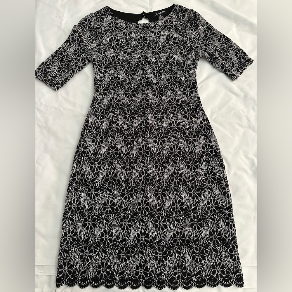 Candalite Woman’s Formal Black and Gray Lace Dress - Medium